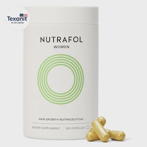 Puede incluir: Una botella cil&iacute;ndrica blanca de Nutrafol Women, un suplemento diet&eacute;tico nutrac&eacute;utico para el crecimiento del cabello. La botella tiene c&iacute;rculos conc&eacute;ntricos verdes y el texto "Nutrafol Women". Cuatro c&aacute;psulas de color beige est&aacute;n delante de la botella. Contiene 120 c&aacute;psulas.
