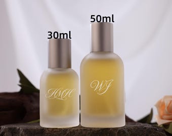 Spersonalizowana, matowa butelka na perfumy, grawerowana na zamówienie, 50 ml, szklana butelka wielokrotnego napełniania, elegancki prezent na rocznicę urodzinową