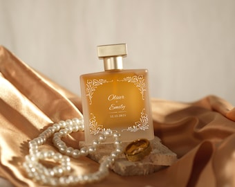 Personalized Frosted Perfume Bottle, Custom Engraved Wedding Keepsake