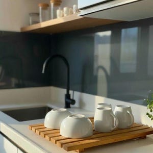 Vintage Wooden Dish Rack, Kitchen Countertop Drying Mat (50x30 cm)