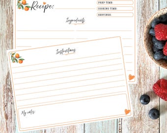 Clementine Design, printbare receptkaarten, A5, A6, 4 x 6 inch