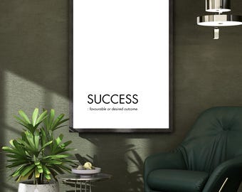 Minimalistische typografieprint: SUCCES, digitale download, A4