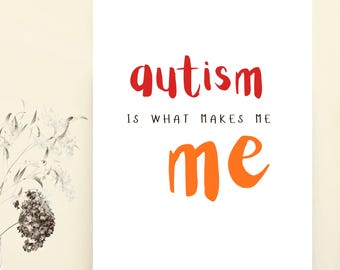 Autism Pride Print, Neurodivergent Affirmation, Rood-Oranje Typografie (Digitale Download)