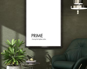 Minimalistische typografieprint: PRIME, digitale download, A4