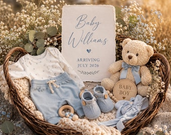 Baby Boy Reveal Editable Blue Baby News, Boy Pregnancy Announcement, Pregnancy Announcement for Boy Digital Canva Template for Social Media