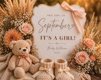 September Baby Girl Pregnancy Announcement, Pregnancy Announcement September Baby, Boho Fall Due Date , Neutral Social Media Baby Reveal