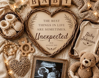 Unexpected Pregnancy Announcement Digital Template Editable Baby Gender Reveal Neutral Baby Announcement for Social Media (Digital Download)