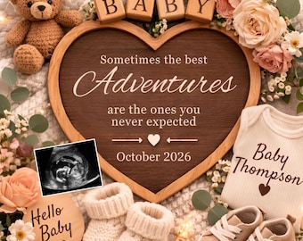 Modern Pregnancy Announcement Template, Digital Baby Announcement Card, October 2026 Baby Due Date Reveal ,Editable Baby Reveal Canva Design