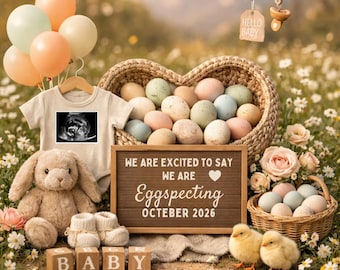 Easter Pregnancy Announcement: A Little Somebunny is on the way Social Media Canva Template Digital  Editable Spring Baby Announcement