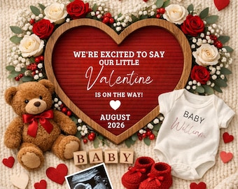 Valentine Pregnancy Announcement, Editable Ultrasound Template (Digital Download)
