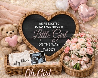 Baby Girl Pregnancy Announcement, Due In April 2026 March May, Easter Baby Announcement , Its A Girl Reveal Little Sister On The Way