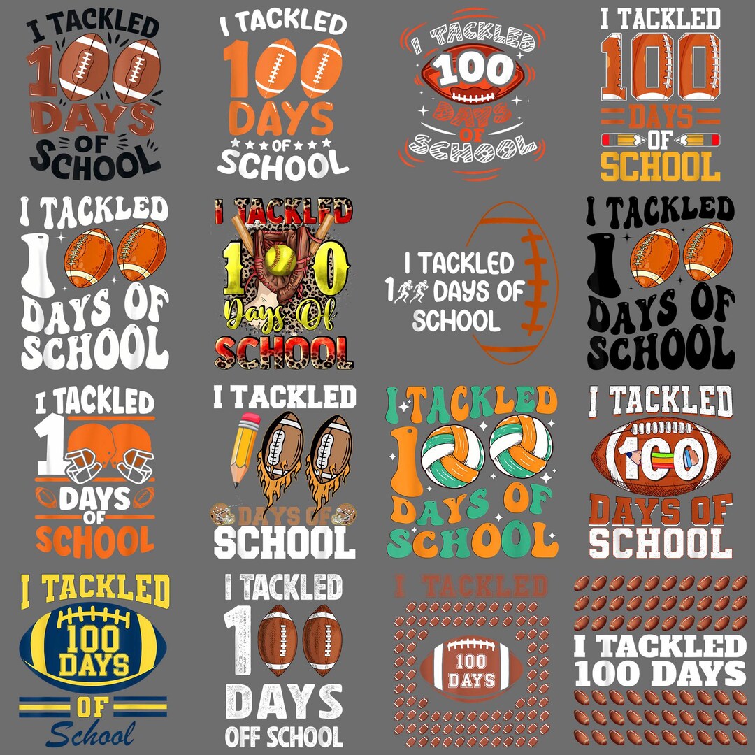 Tackled 100th Day of School PNG – Funny Football 100 Days Boys Men ...