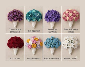 Modèle PDF de couverture à motif bouquet de fleurs au crochet – Couverture florale 8 en 1 (lys, roses, fleurs en pompon)