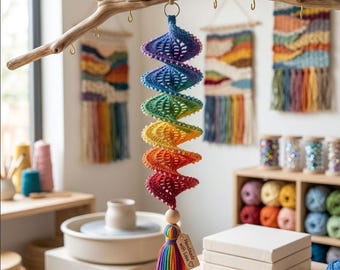 Modèle de girouette au crochet en forme d'hélice arc-en-ciel, décoration de jardin extérieur (PDF)