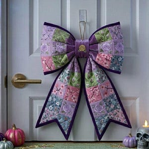 Quilted Patchwork Bow Sewing Pattern, Oversized Door Hanger Tutorial (PDF Download)