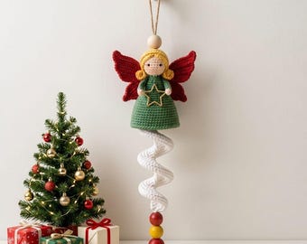 Modèle de décoration de Noël en spirale au crochet, girouette ange au crochet (PDF), décoration pour sapin de Noël