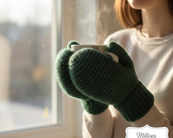 mittens crochet pattern pdf, beginner friendly, digital download