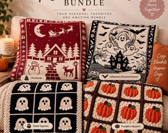Ensemble de modèles de crochet pour Halloween, modèle de couverture au crochet mosaïque, modèle de crochet mosaïque, modèle de crochet pour Halloween