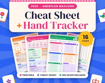 Aide-mémoire de mahjong, mahjong américain 2026, guide du mahjong pour débutants, soirée jeux, cadeau pour joueur de mahjong