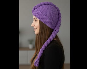 Modèle au crochet de bonnet tressé Rumi, bonnet aspect tricot (modèle PDF)
