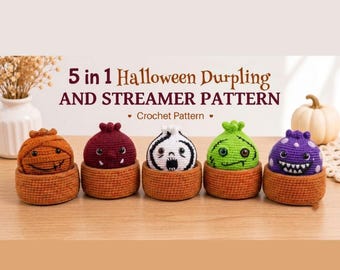 Modèle de crochet de boulette d’Halloween et de cuiseur à vapeur, modèle de peluche virale, tutoriel Amigurumi effrayant
