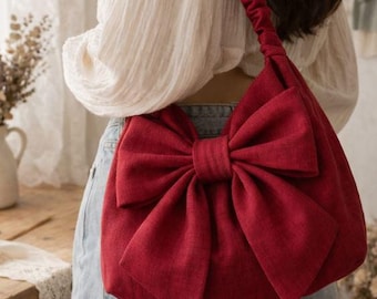 Patron de couture de sac hobo avec noeud | Tutoriel sur le sac à bandoulière en lin souple (PDF)