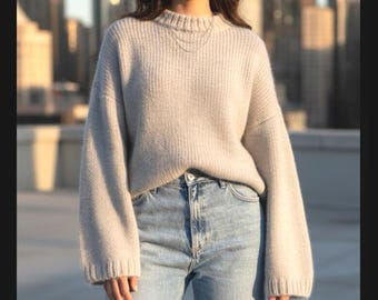 Hand Knit 100% Alpaca Sweater: Oversized Knit Jumper