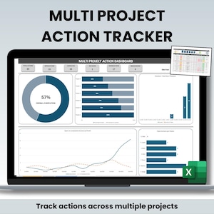 Multi Projekt Action Tracker | Excel Vorlage mit Automated Dashboard (Digitaler Download)