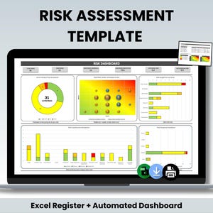 Modello Excel per la valutazione del rischio / Dashboard automatizzata e foglio di calcolo della matrice / Registro di costruzione / Strumento di registro