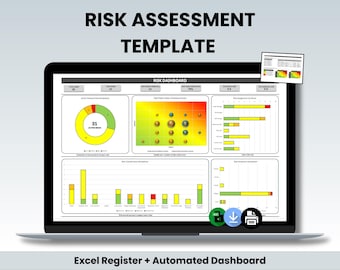 Risk Assessment Excel Template | Automated Dashboard & Matrix Spreadsheet | Construction Register / Log Tool