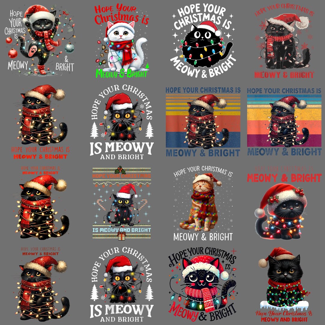 Hope Your Christmas is Meowy and Bright PNG – Funny Cat Holiday Humor ...
