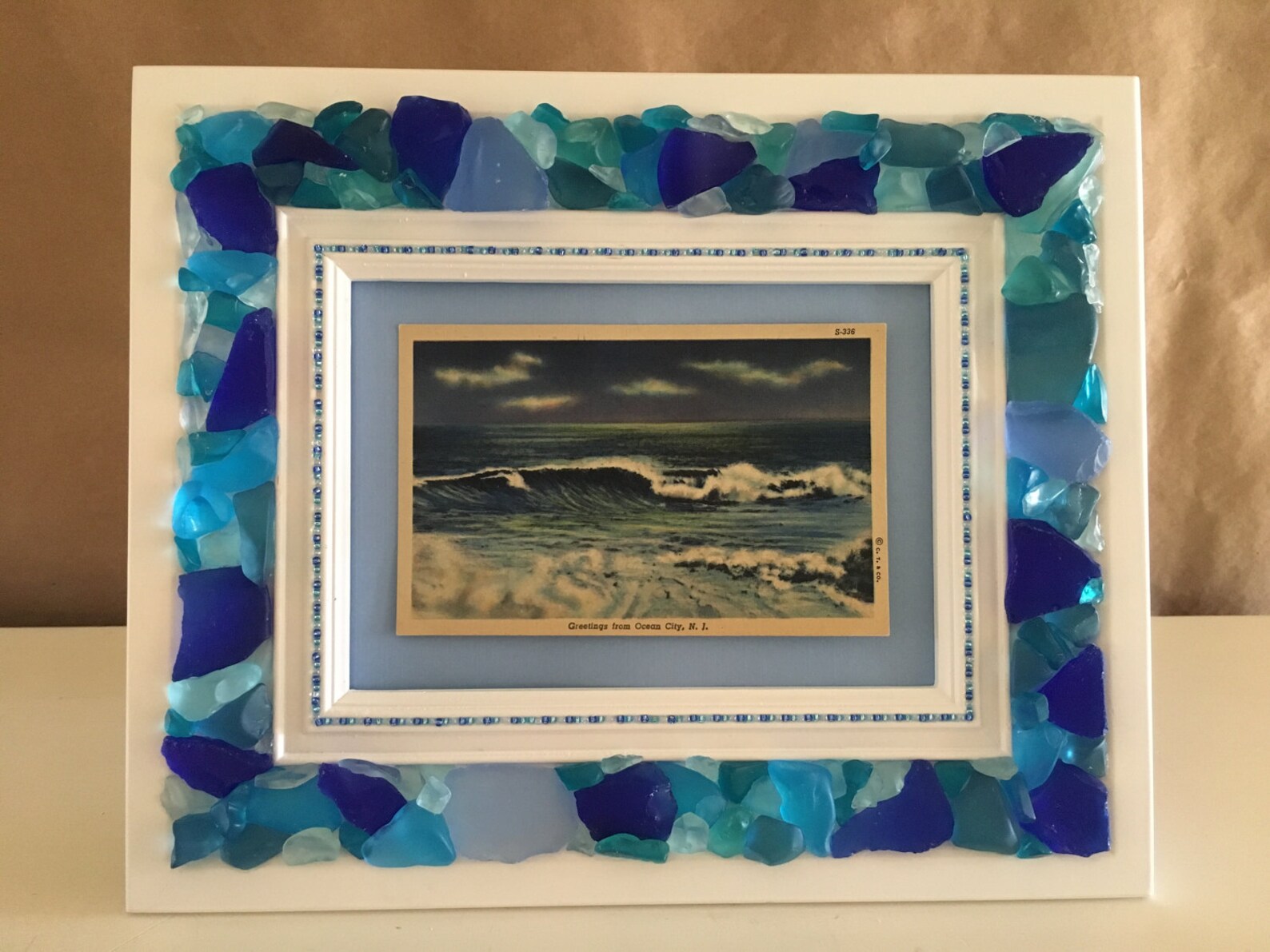 Blue Seas Beach Glass Picture Frame | Etsy