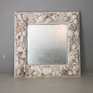 Dancing Clouds White Seashell Mirror