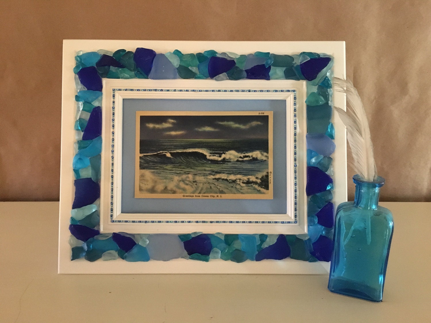 Blue Seas Beach Glass Picture Frame Etsy