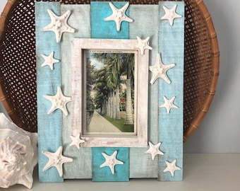 Dancing Starfish Beach Decor Frame with Vintage Florida Postcard , Starfish Frame, Beach House Frame, Beach Vacation Photo Frame