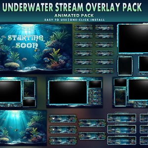 Paquete de transmisiones animadas de acuario / Paquete de superposiciones submarinas para Twitch