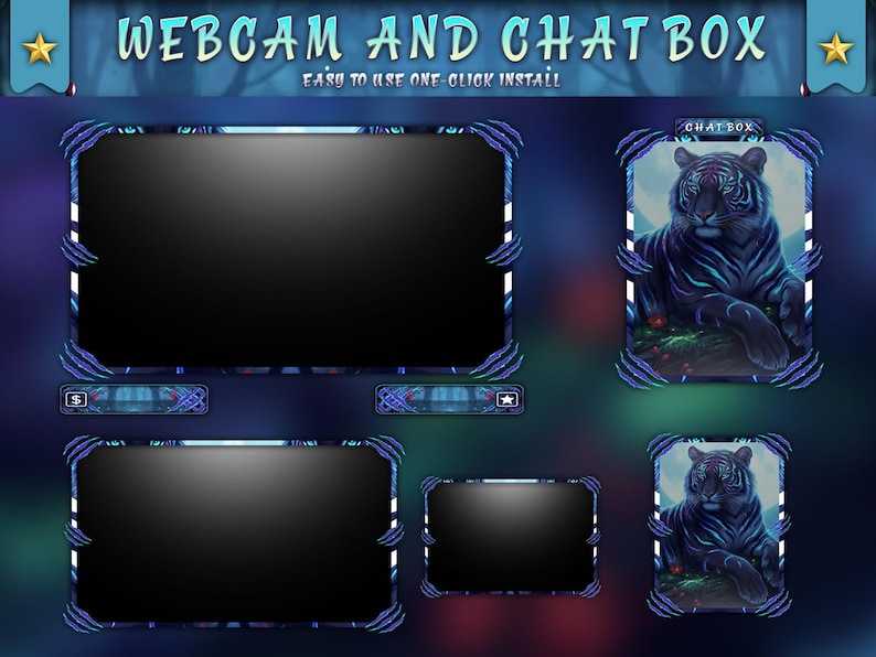 Tiger Rip Overlay Animated Blue Tiger Twitch Overlay | Mystical Moon Sakura Theme | Full ...