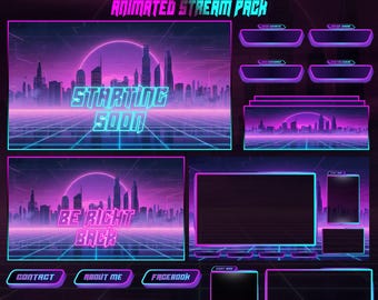 cyberpunk Neon Animated Stream Pack | Twitch Overlay Bundle