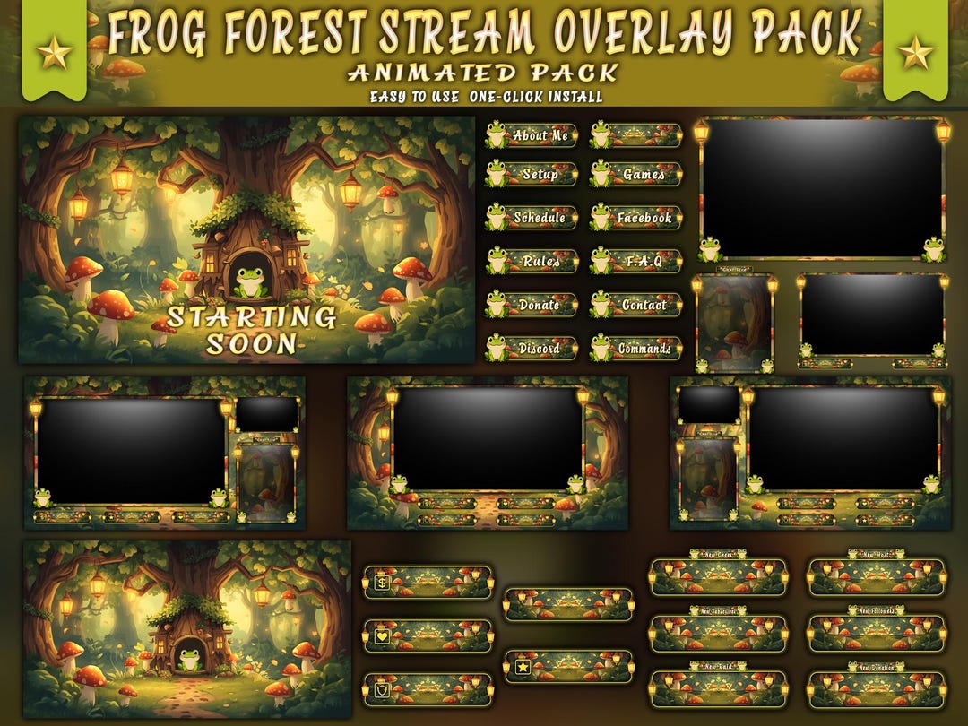 Frog Forest Stream Overlay Pack | Animated Twitch Screens, Panels ...