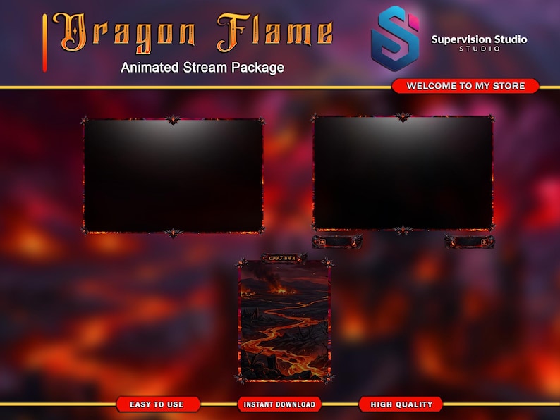 Dark Dragon Twitch Overlay Bundle | Fantasy Fire Stream Package ...