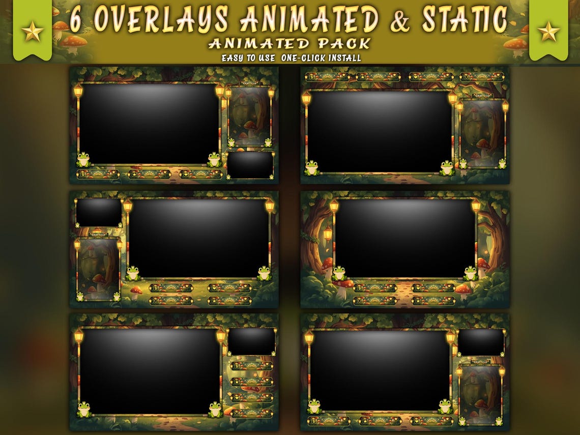 Frog Forest Stream Overlay Pack | Animated Twitch Screens, Panels ...