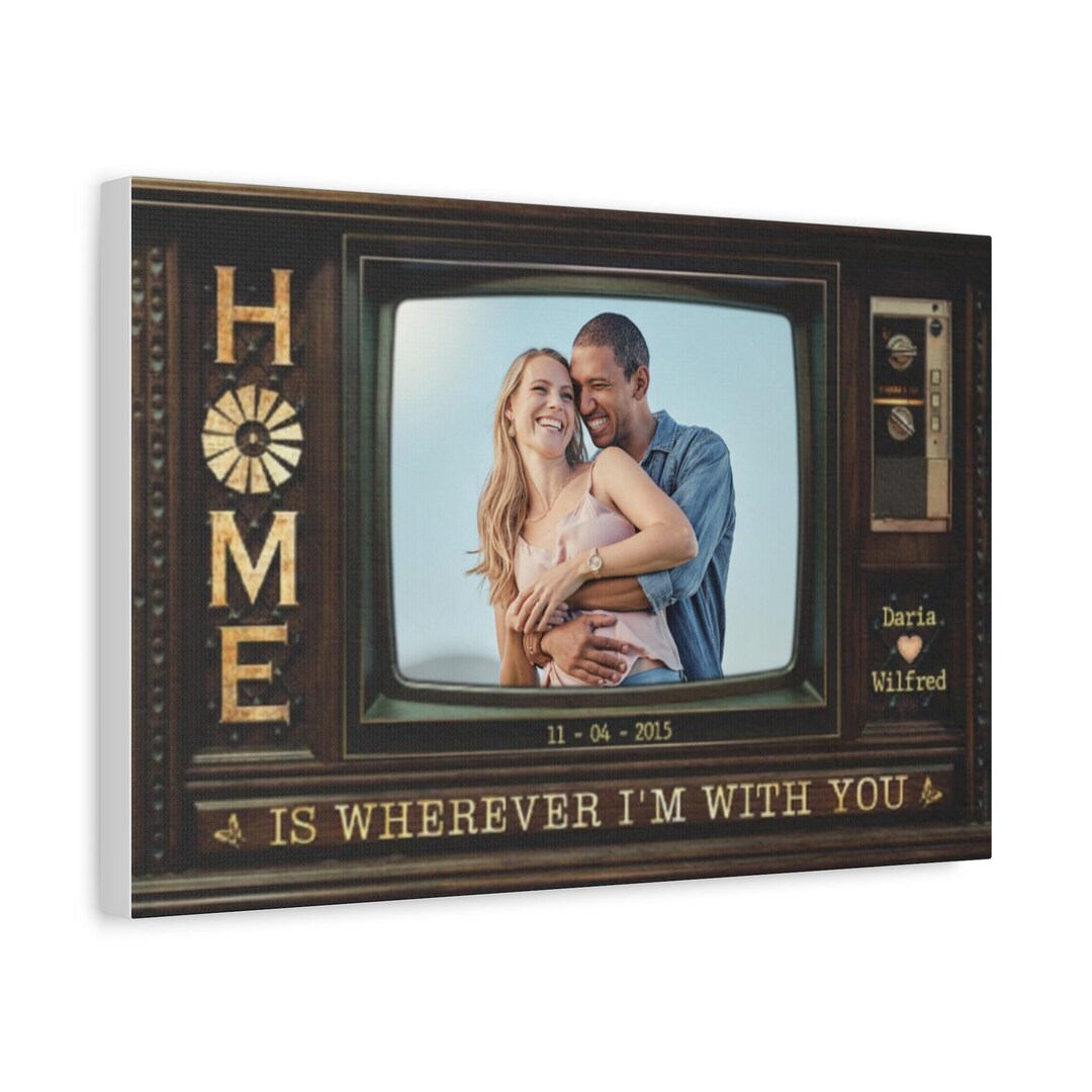Personalized Couple Photo Canvas Print, Custom Anniversary Wall Art ...