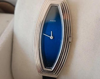 Reloj de señora Nidor vintage, esfera azul, funcionando