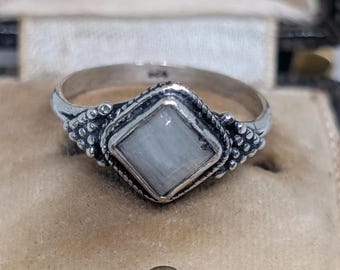 Anillo vintage de piedra lunar Heaven en plata 925