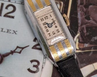 Art deco Rectangular tiny watch ETA 660