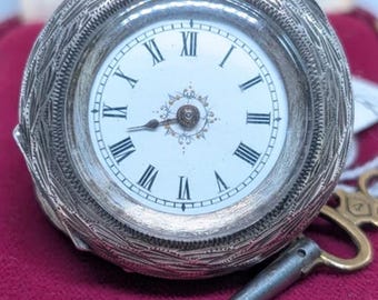 Reloj de bolsillo Fob 800 de plata, 1880-1900, en funcionamiento.