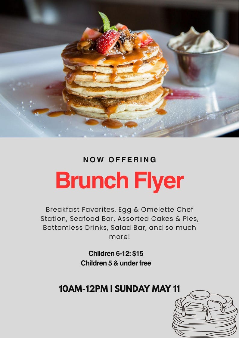 Editable Brunch Flyer Templates - Restaurant Event (digital Download ...