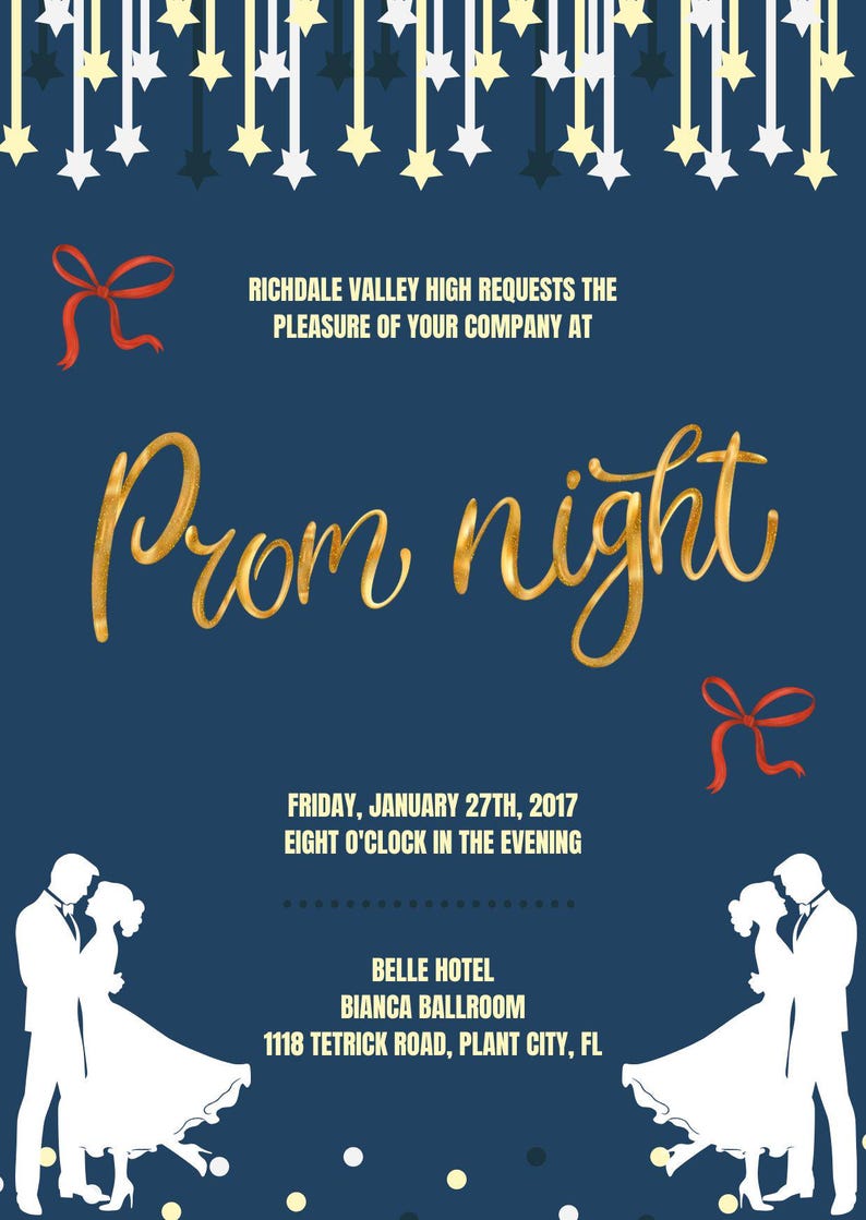 Blue Prom Lettering Editable Prom Invitation Template - Red Carpet, Neon (digital Download ...