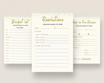 Neujahrsreflexion Printables - Familienaktivität, Zeitkapsel (Canva-Vorlage)