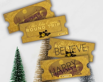 Personalized Polar Express Golden Ticket, Editable Canva Template (Printable)